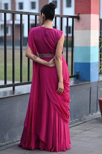 DRAPE SAREE WITH BELT
