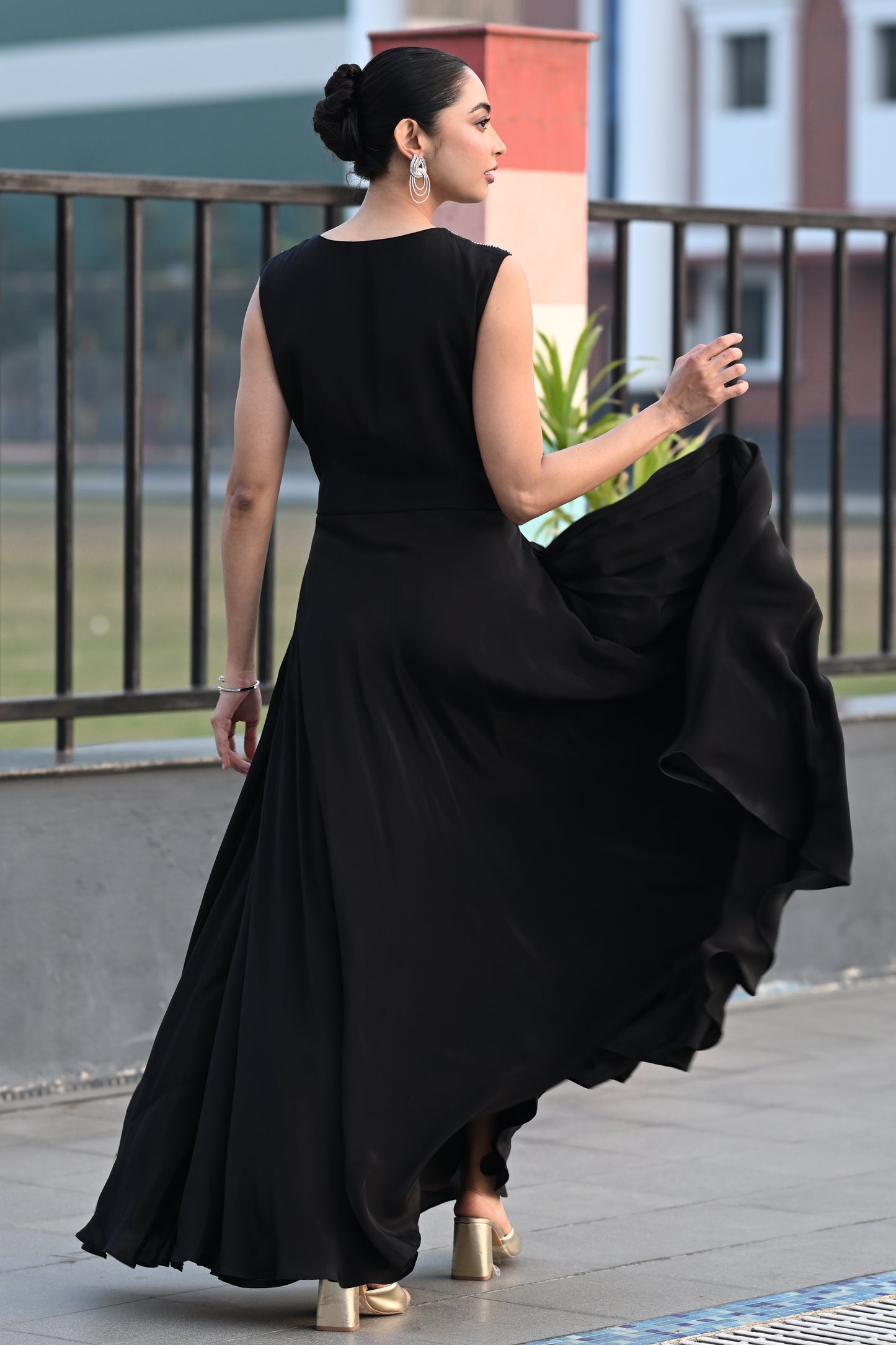 BLACK DRAPED GOWN