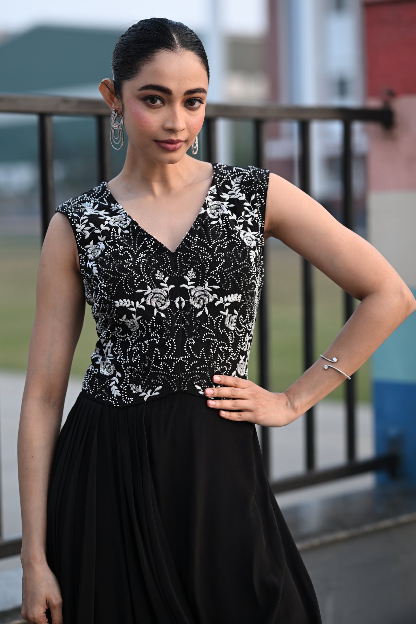 BLACK DRAPED GOWN