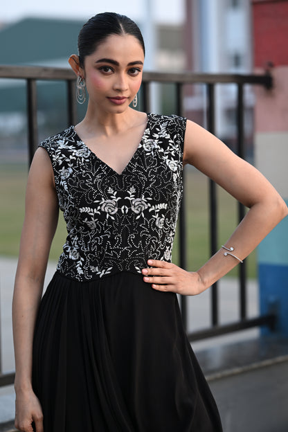 BLACK DRAPED GOWN
