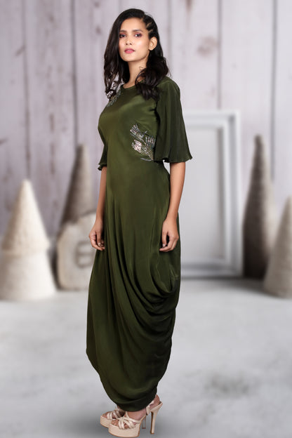 INDOWESTERN COWL DRESS