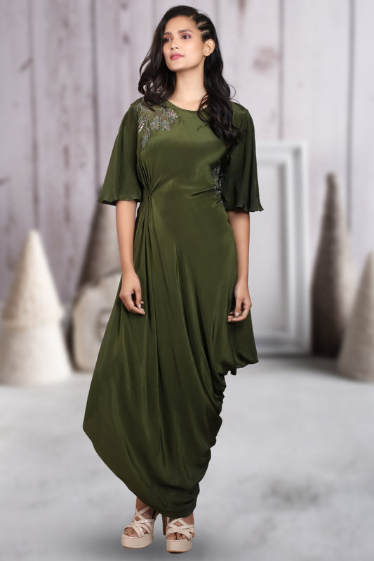 INDOWESTERN COWL DRESS
