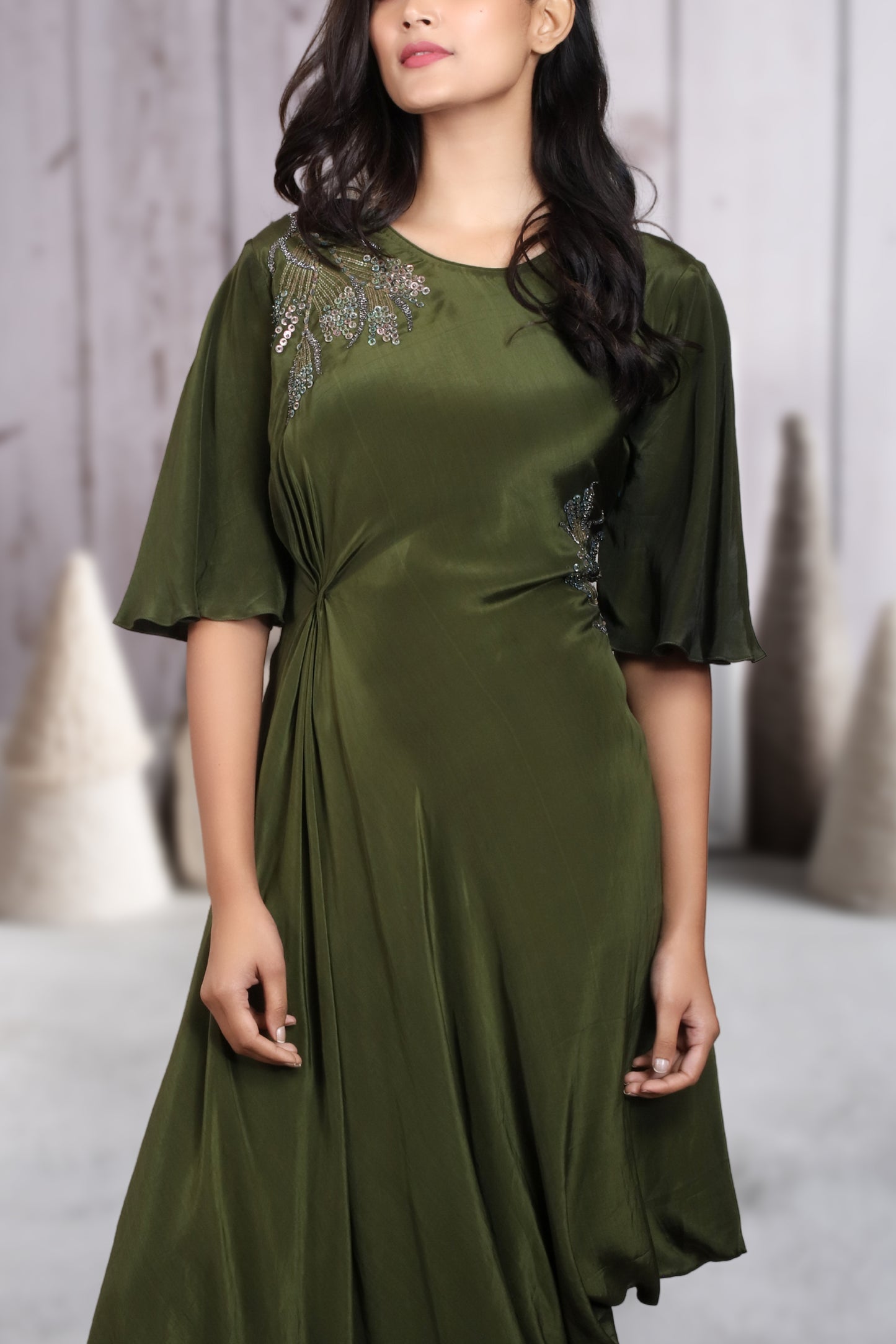 INDOWESTERN COWL DRESS