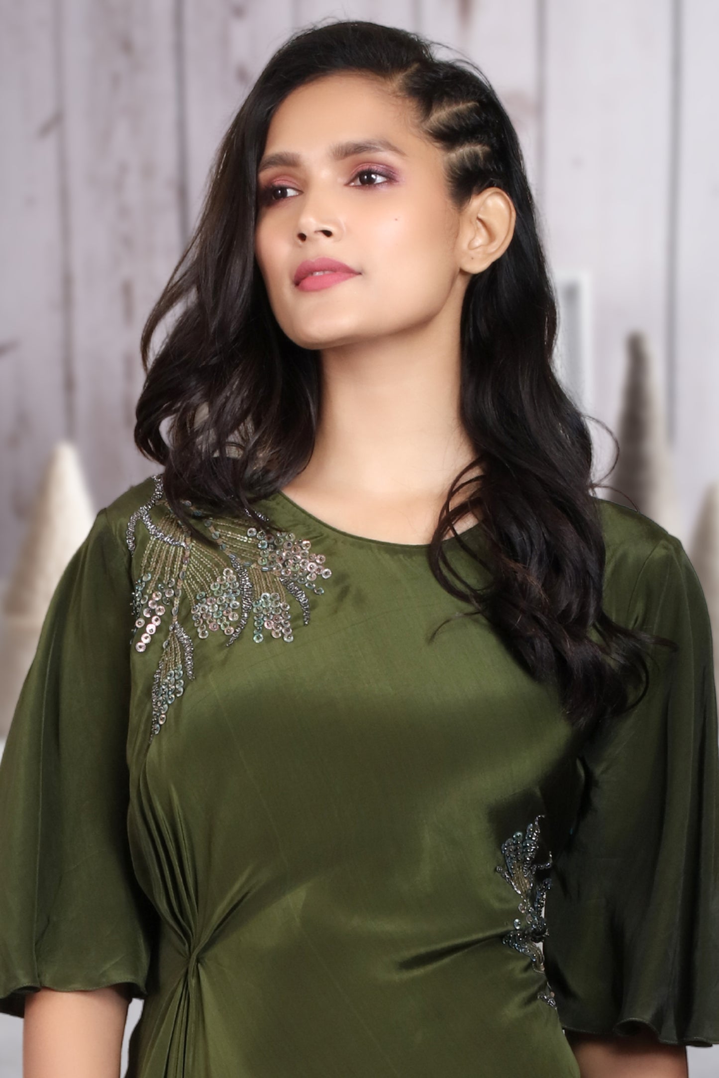 INDOWESTERN COWL DRESS