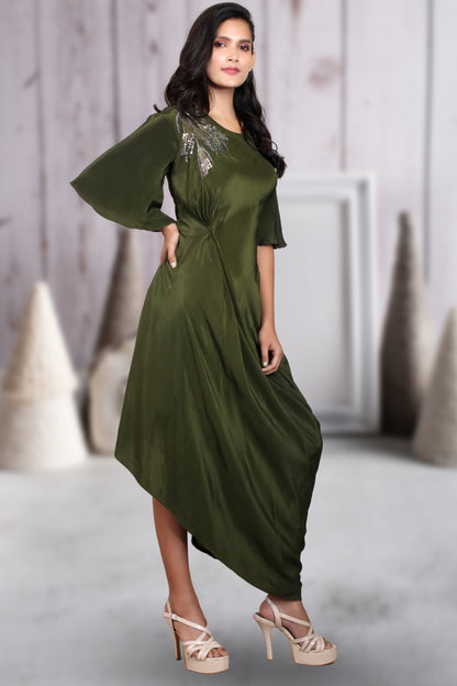 INDOWESTERN COWL DRESS