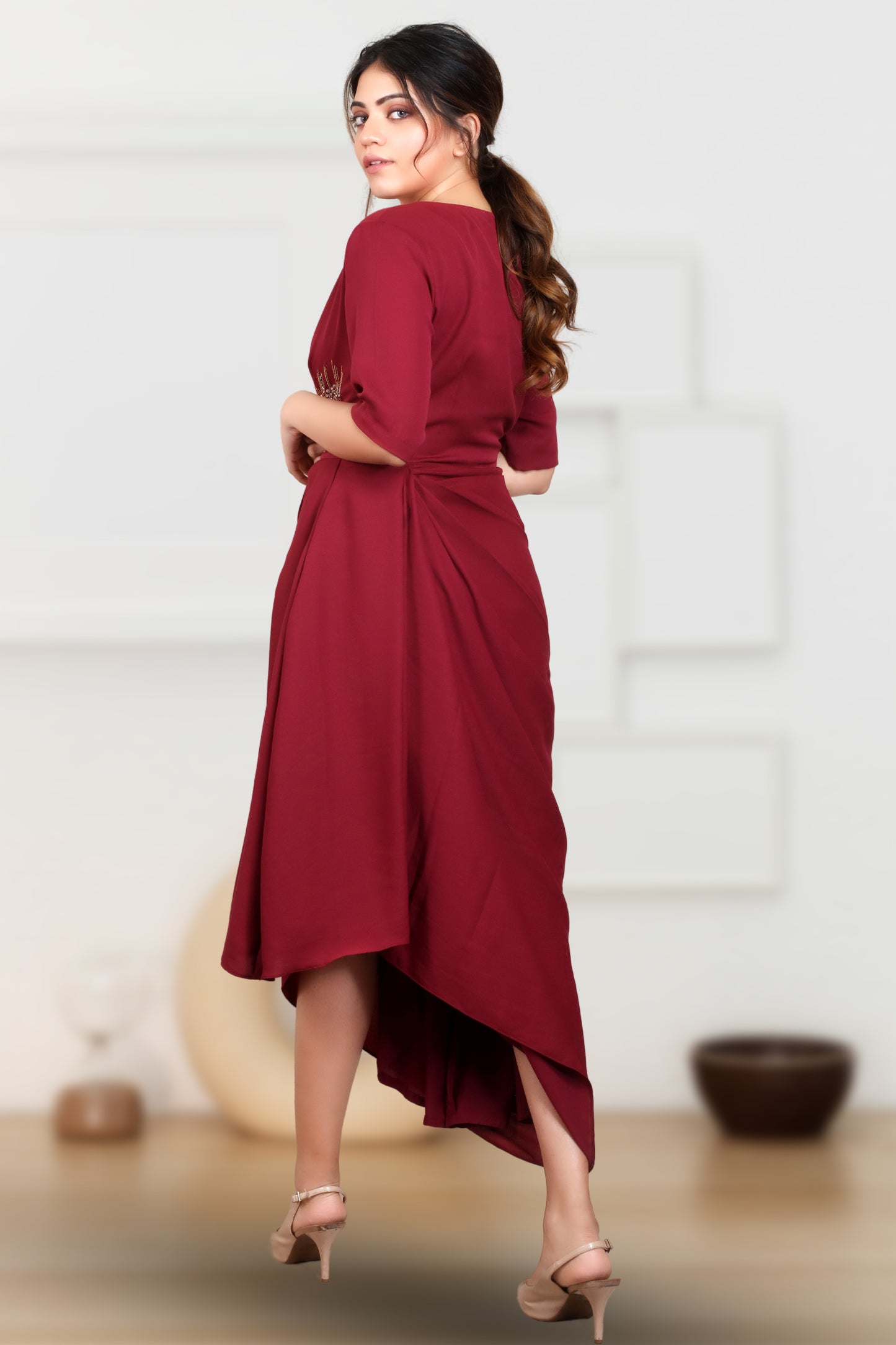INDOWESTERN COWL DRESS