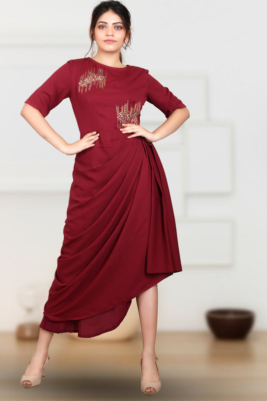 INDOWESTERN COWL DRESS