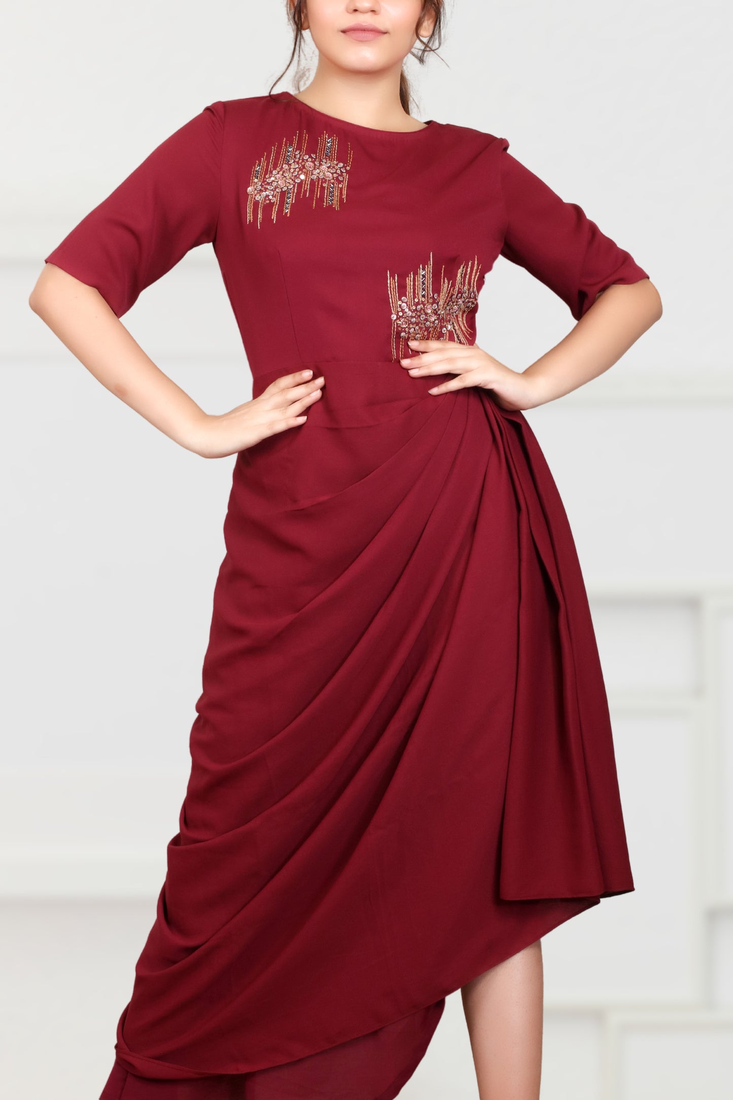 INDOWESTERN COWL DRESS