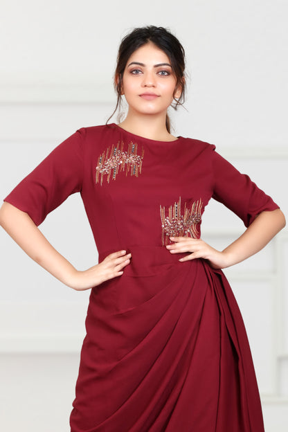 INDOWESTERN COWL DRESS