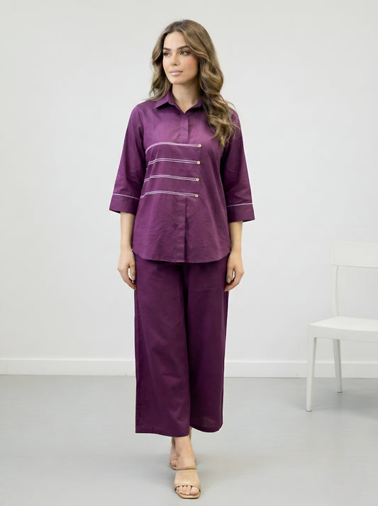 WINE CHIC POPLIN CORDSET