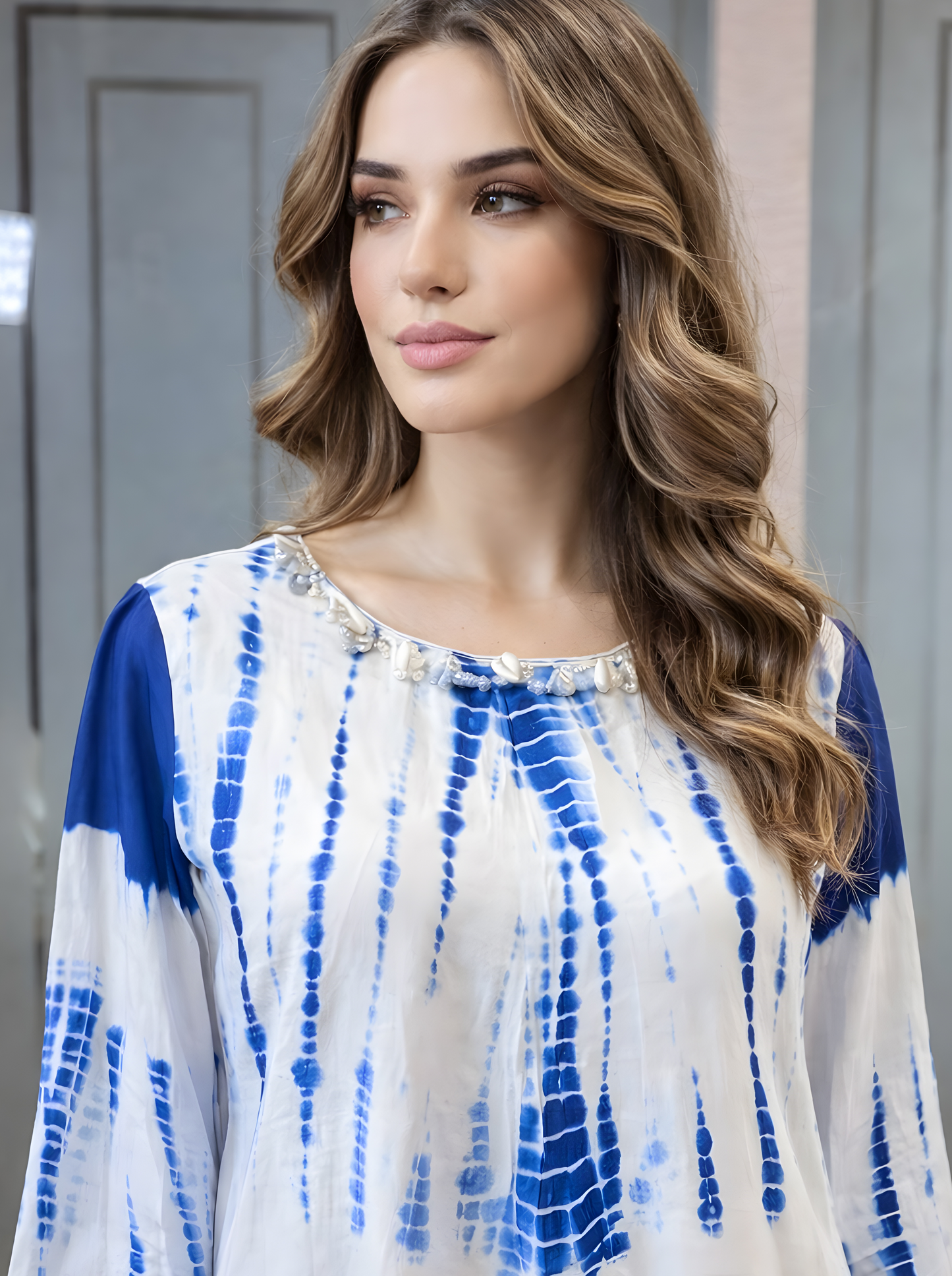 BLUE MARBLE DYE TUNIC
