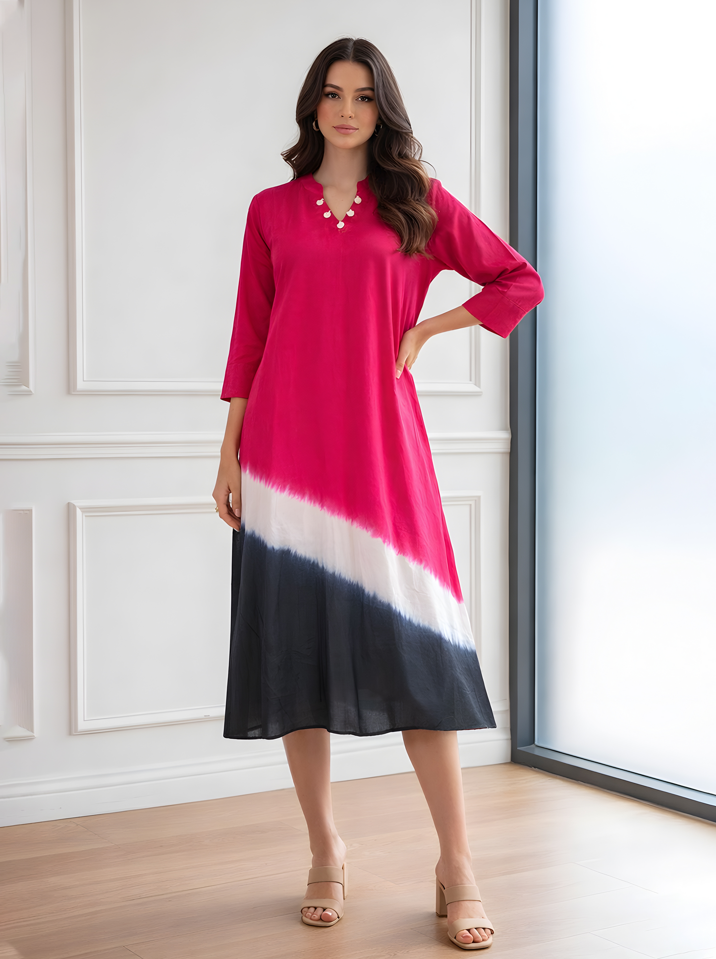 RED SHADED TAILCUT TUNIC