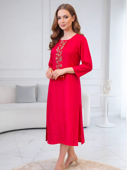 RED A LINE TUNIC WITH SIDE SLITS