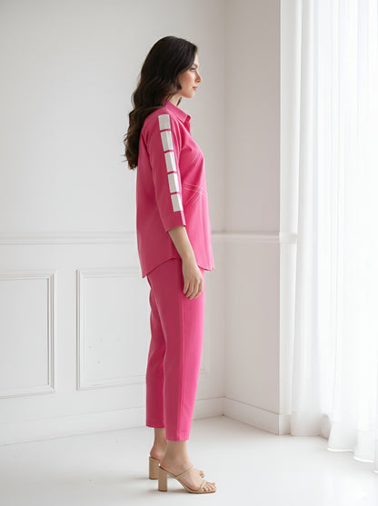 PINK STYLISH POPLIN CORDSET