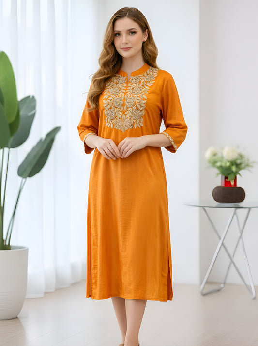 ORANGE GOTA EMBROIDED TUNIC