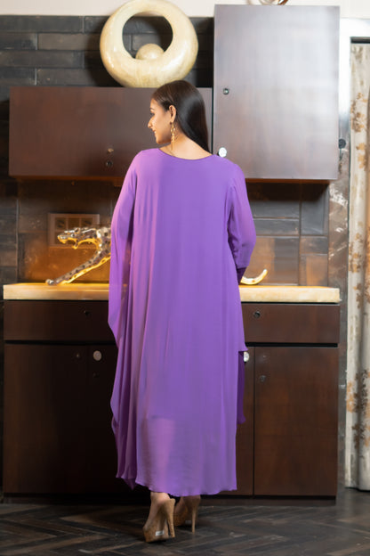 DOUBLE LAYERED  DRESS  WITH ONESIDE KAFTAN