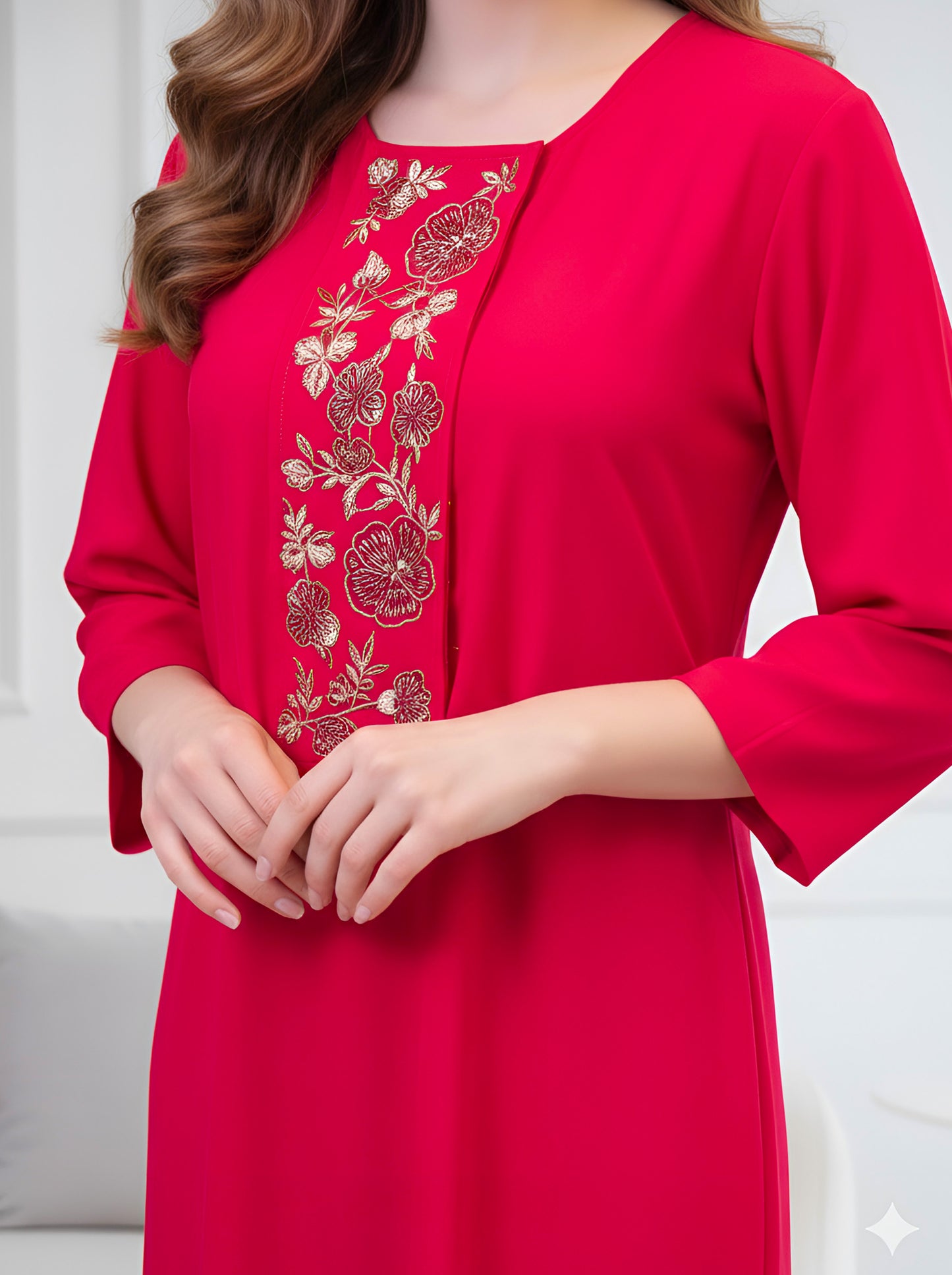 RED A LINE TUNIC WITH SIDE SLITS