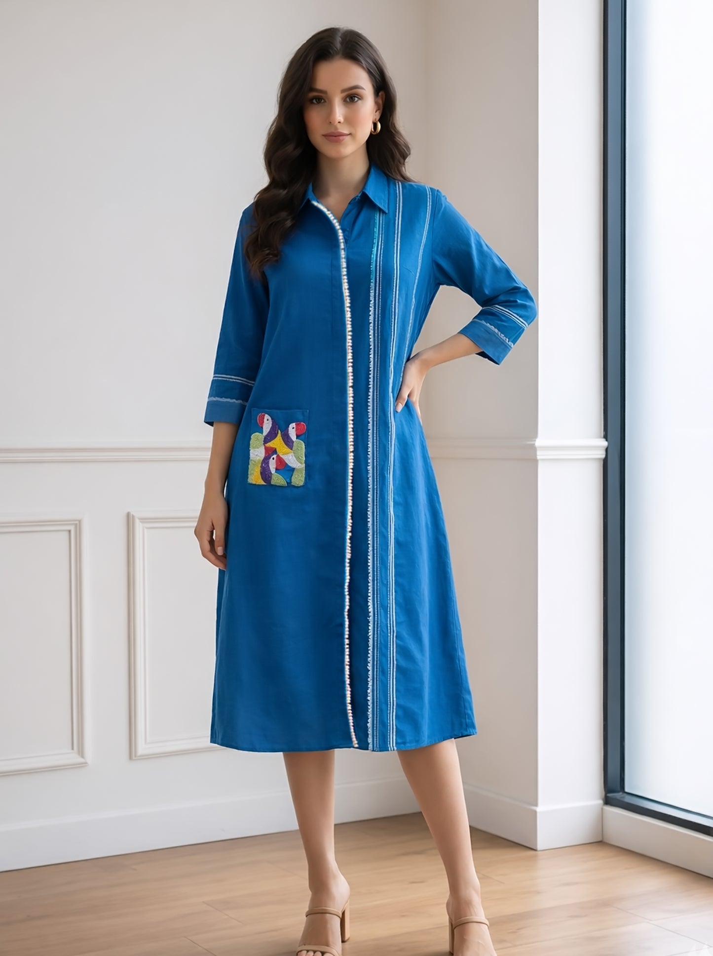 BLUE ALINE POCKET TUNIC