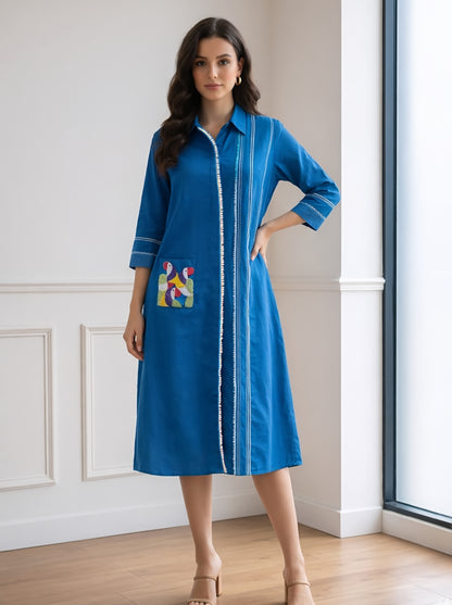 BLUE ALINE POCKET TUNIC