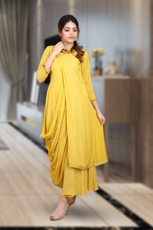 INDOWESTERN COWL DRESS