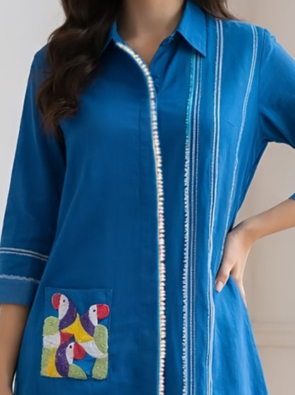 BLUE ALINE POCKET TUNIC