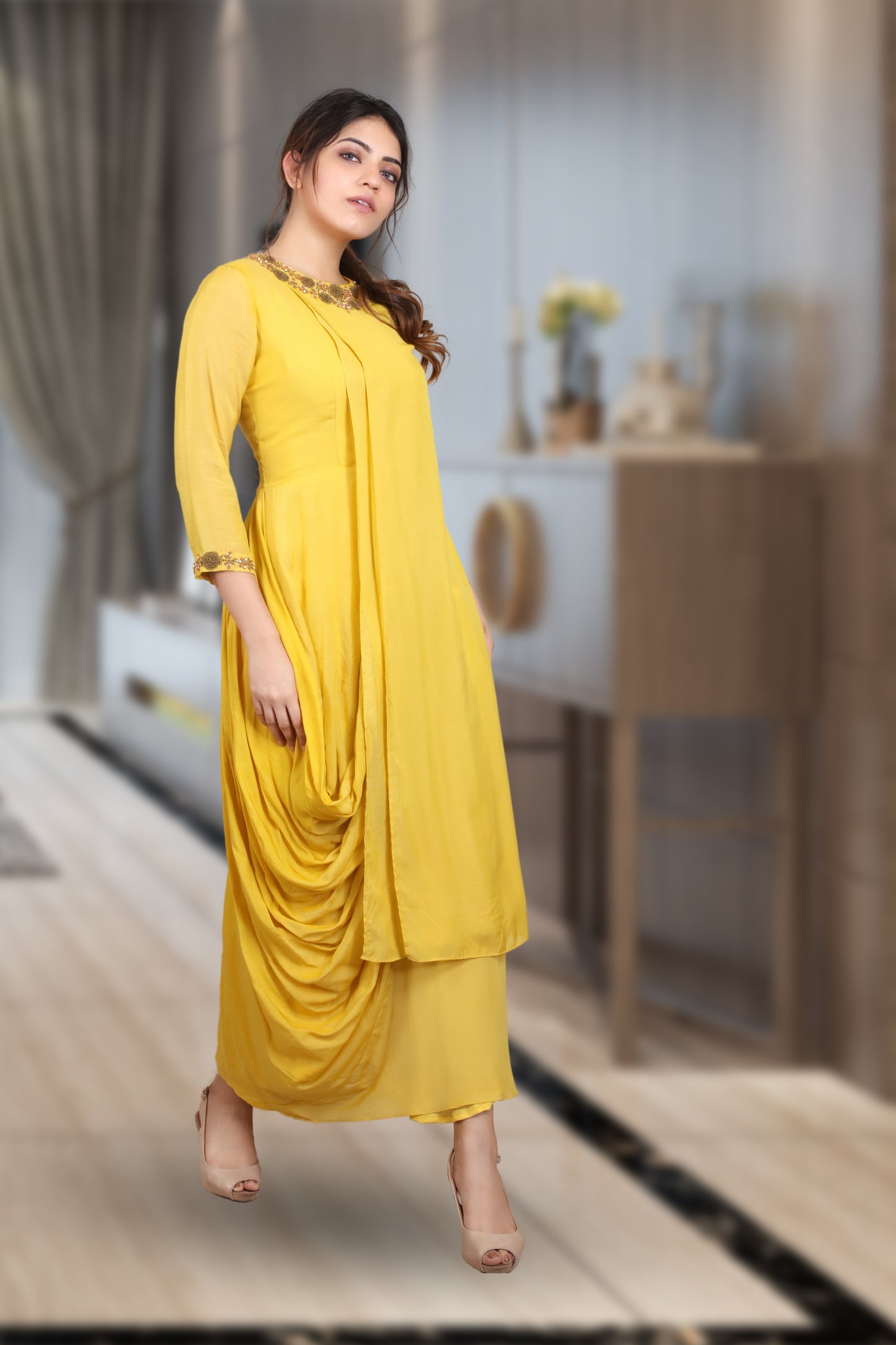 INDOWESTERN COWL DRESS