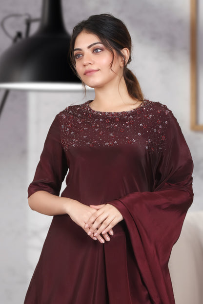 INDOWESTERN COWL DRESS