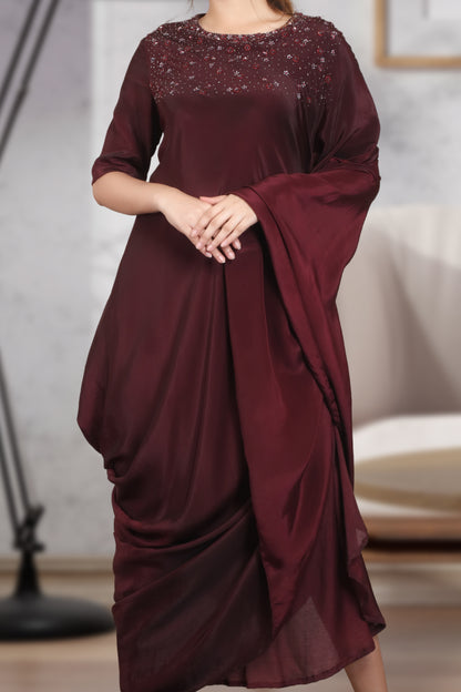 INDOWESTERN COWL DRESS
