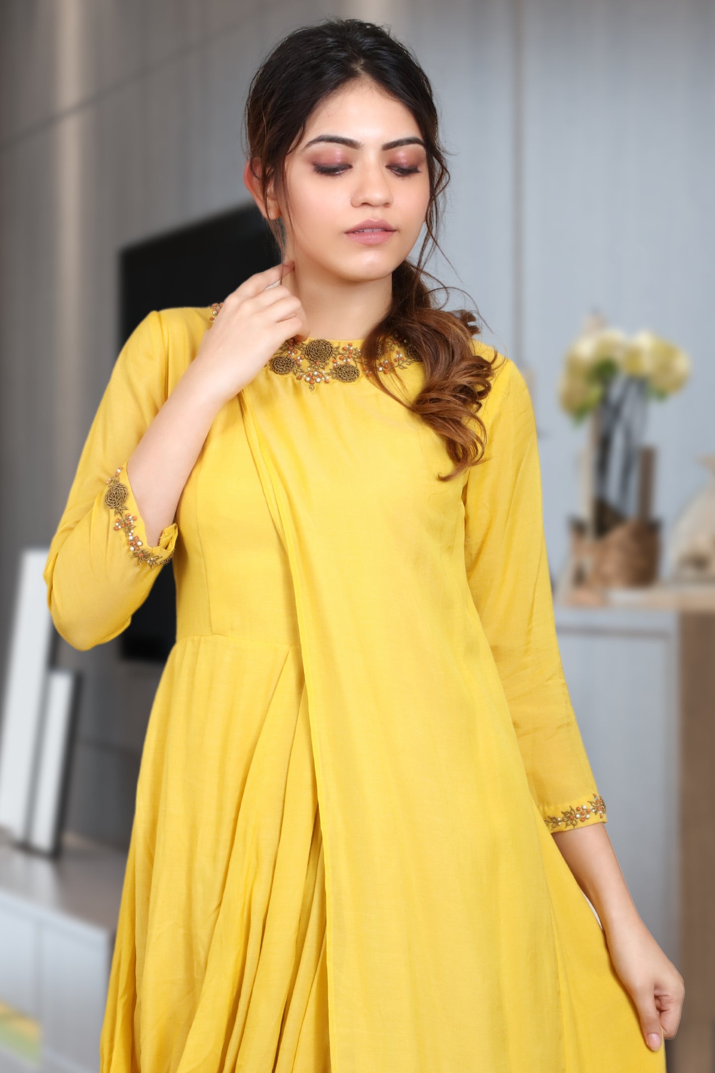 INDOWESTERN COWL DRESS