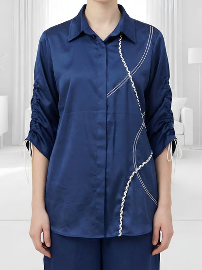 BLUE BRAIDED POPLIN CORDSET