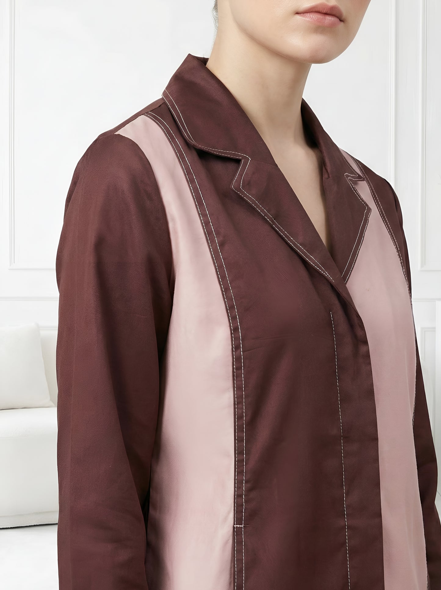 BROWN COLOUR BLOCKING CORDSET