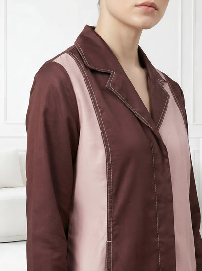 BROWN COLOUR BLOCKING CORDSET