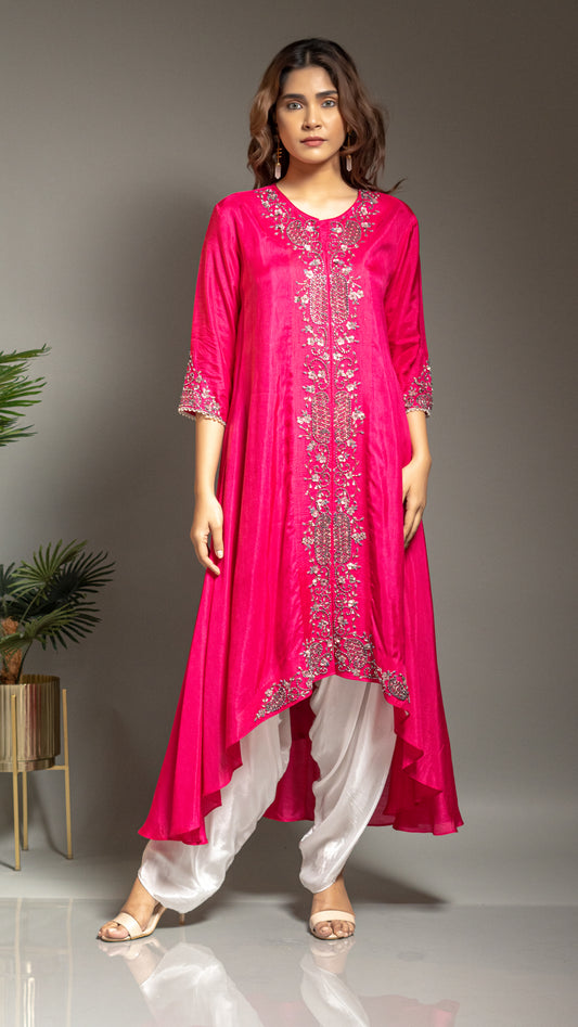 LONG ASYMMETRIC TUNIC WITH DHOTI PANTS