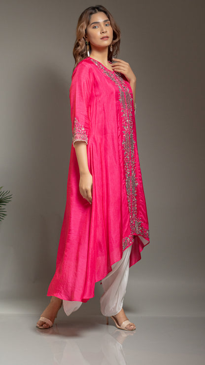 LONG ASYMMETRIC TUNIC WITH DHOTI PANTS