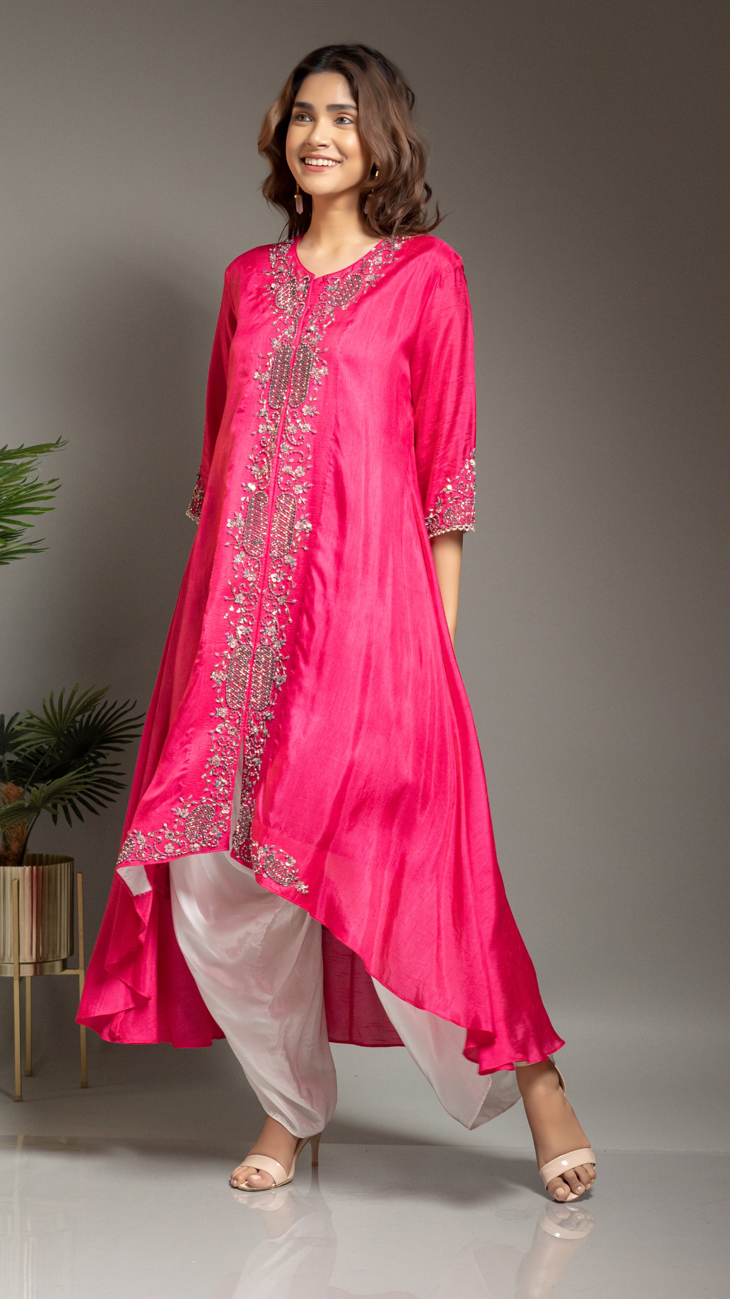 LONG ASYMMETRIC TUNIC WITH DHOTI PANTS