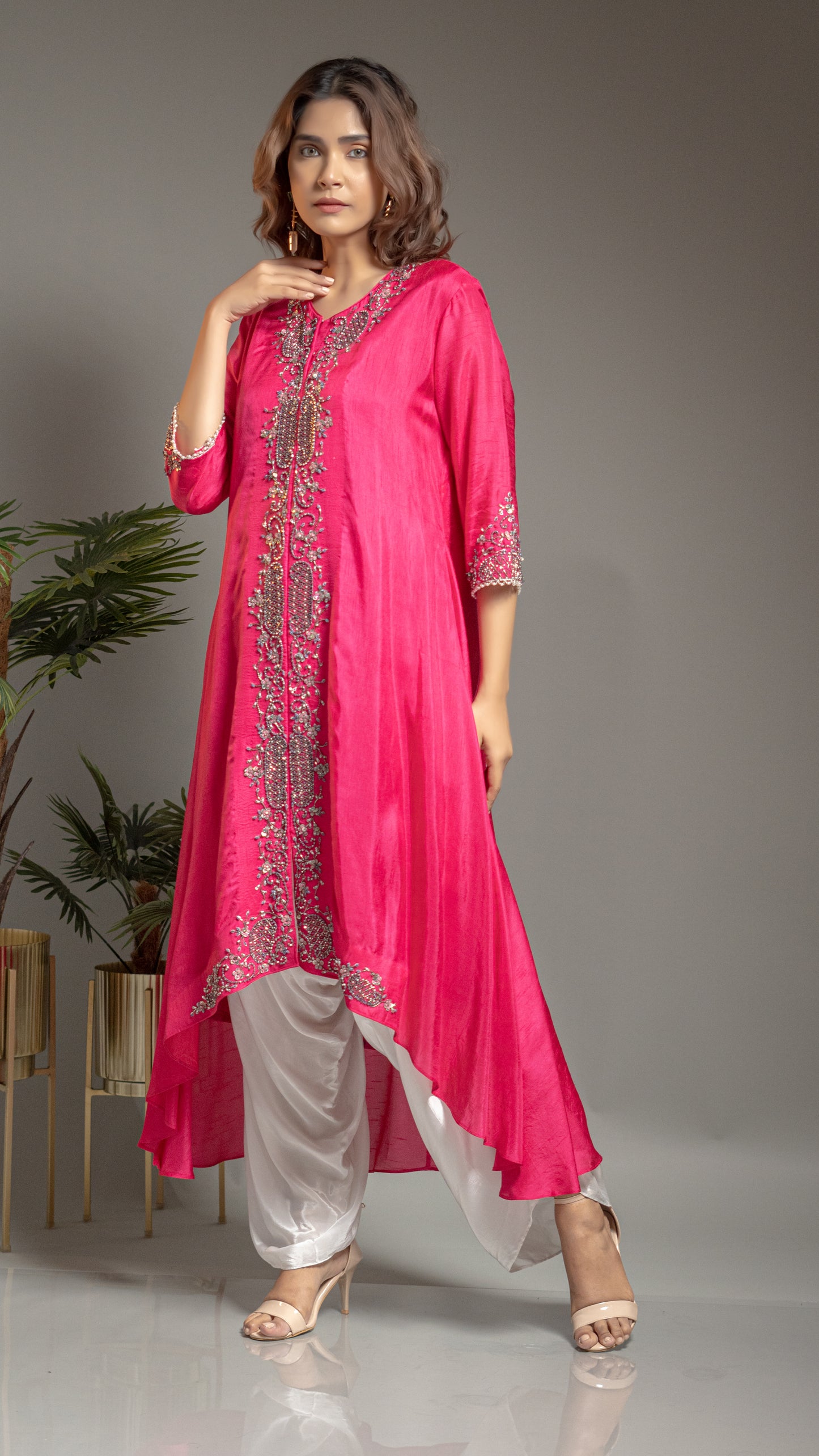 LONG ASYMMETRIC TUNIC WITH DHOTI PANTS