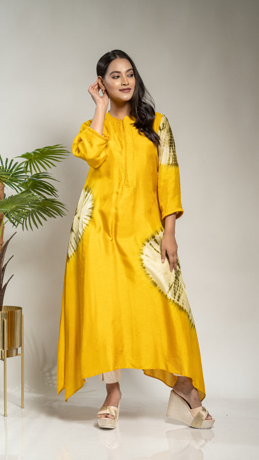 PLACEMENT DYE A LINE TAIL CUT KURTA
