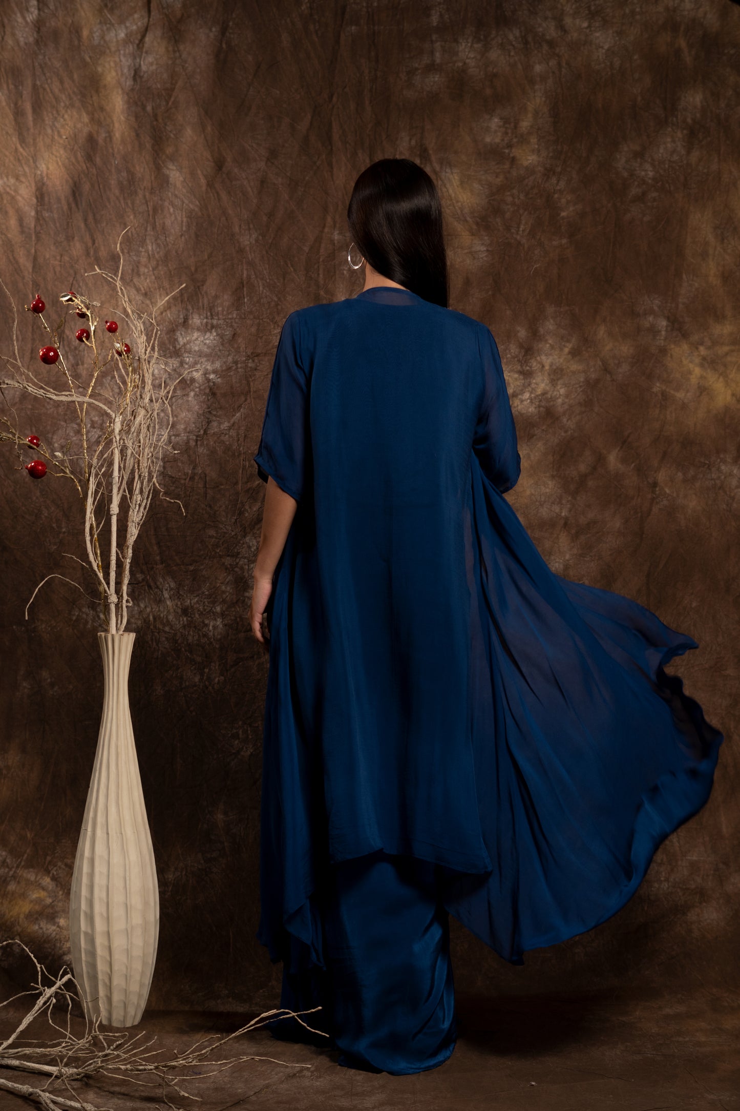 DRAPE SKIRT WITH JACKET AND SHORT BLOUSE