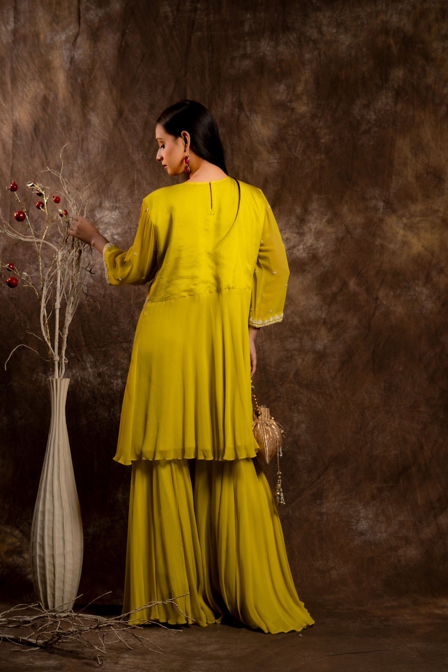 SHARARA SET WITH FLOWY PEPLUM KURTA