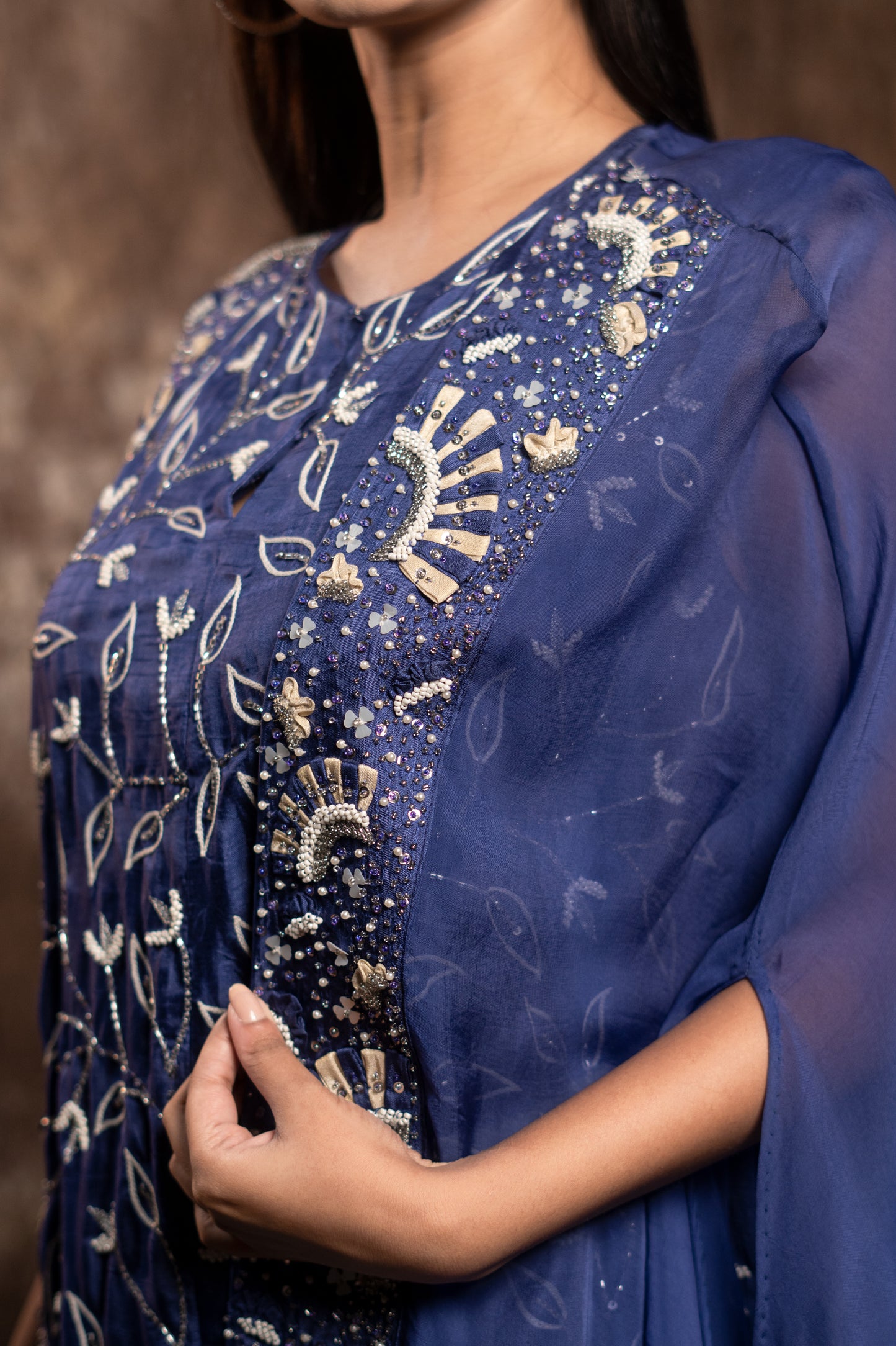 CAPE WITH KURTA WITH FLARED PANTS