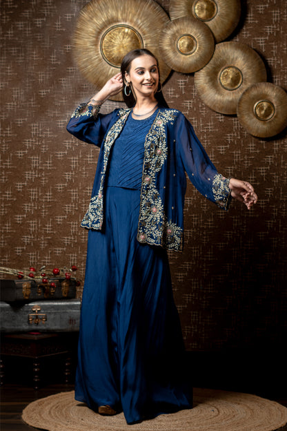 SHORT JACKET SET WITH FLAIRED PANTS