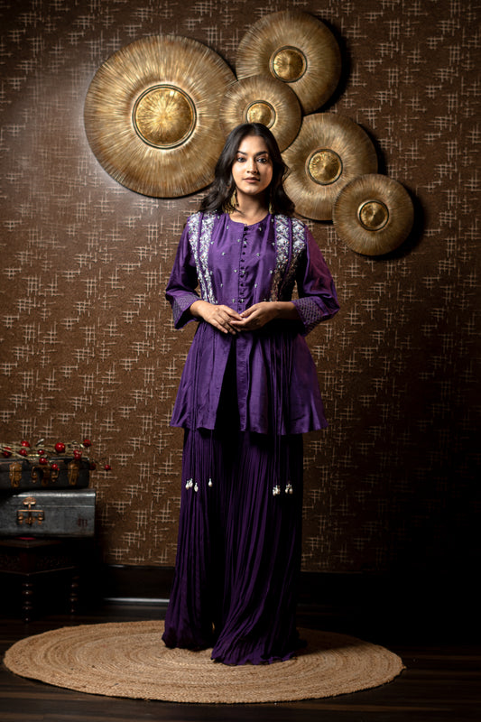 TASSELS SHORT KURTA WITH SHARARA PANTS