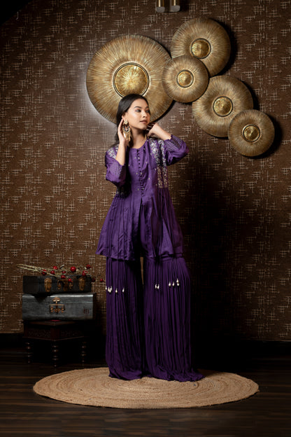 TASSELS SHORT KURTA WITH SHARARA PANTS