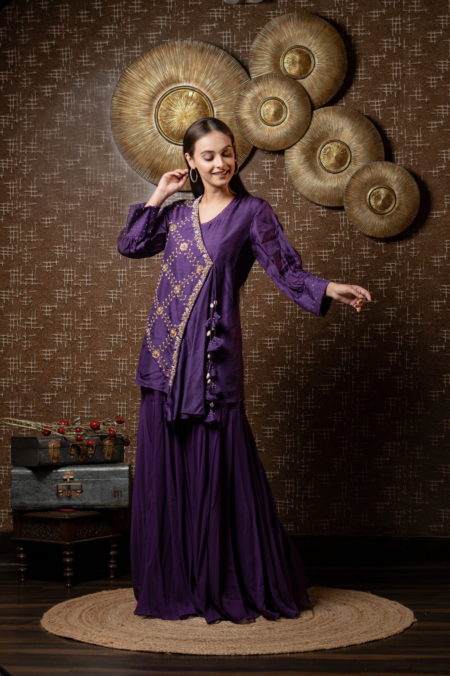 SHARARA SET WITH STYLISH SHORT KURTA