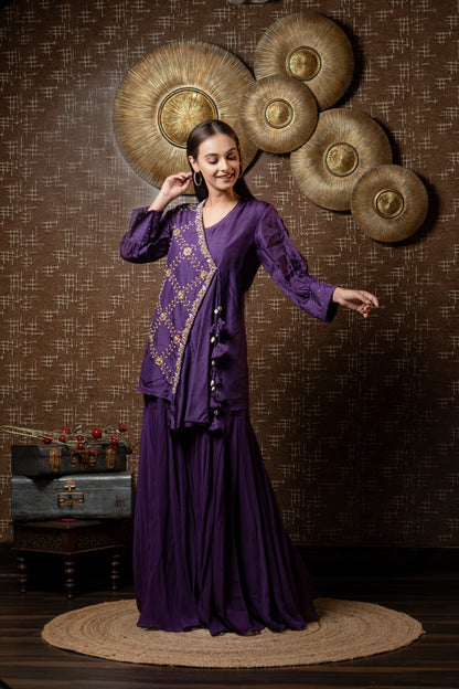 SHARARA SET WITH STYLISH SHORT KURTA