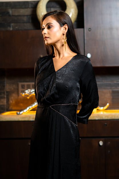 DRAPED WESTERN DRESS WITH DETAILS