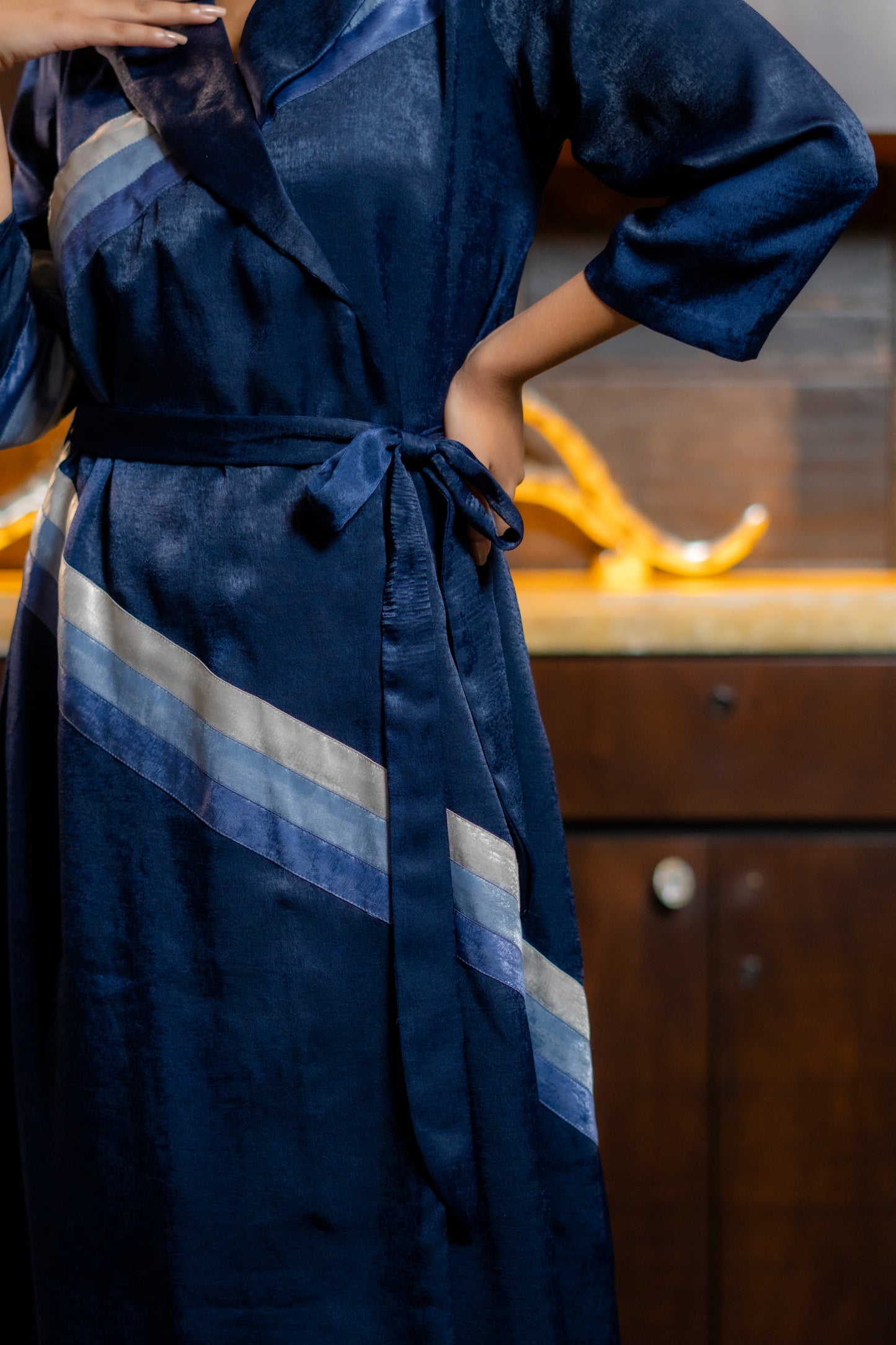 A LINE WESTERN DRESS WITH COLOUR BLOCKING