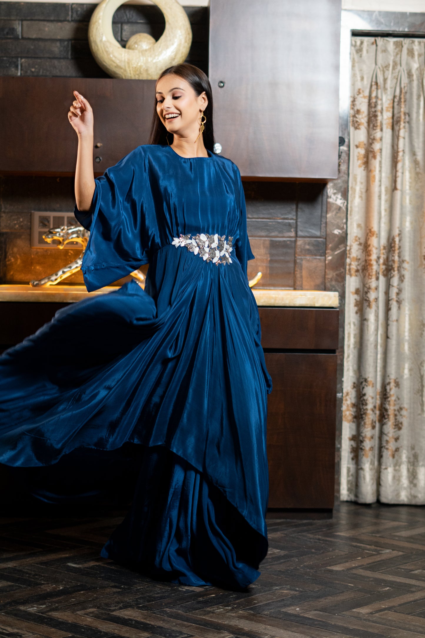 INDOWESTERN LONG DRAPED DRESS
