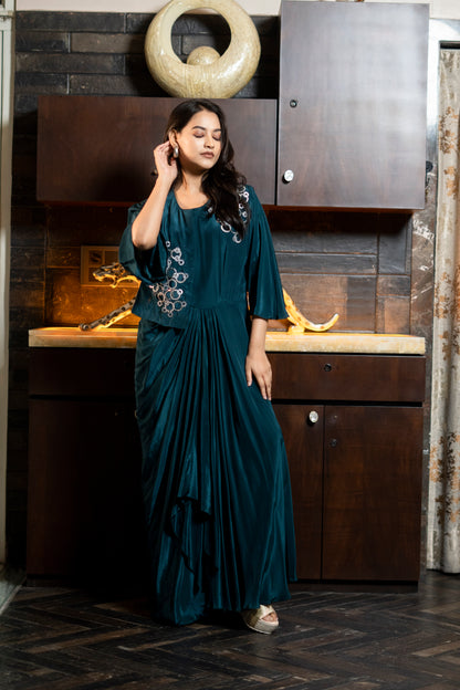 LONG STYLISH INDOWESTERN DRESS WITH FLAP
