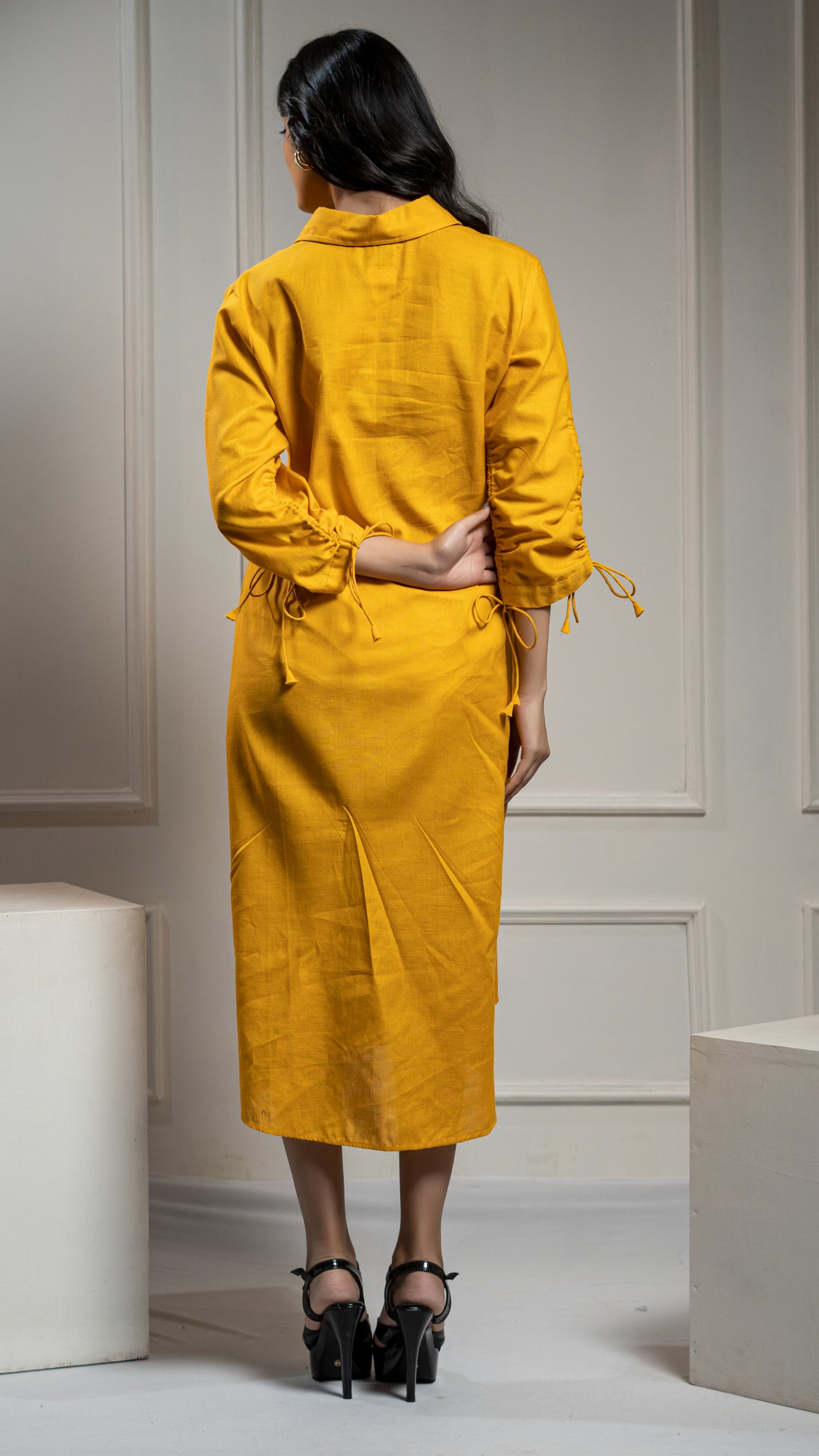 MUSTRED YELLOW ONE PIECE DRESS